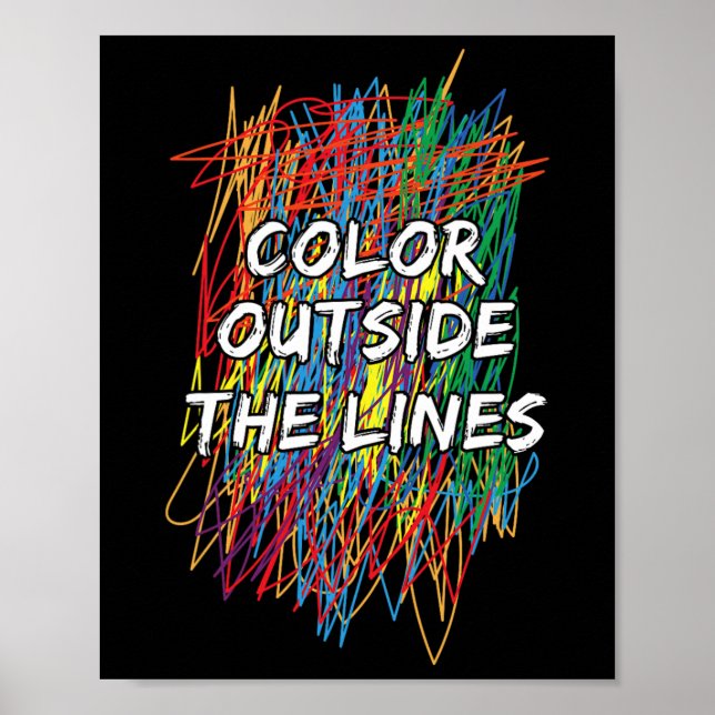 Farbe außerhalb der Linien Autismus Bewusstsein fü Poster (Vorne)