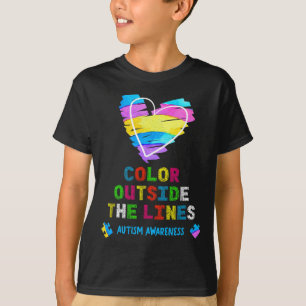 Farbe außerhalb der Linien Autismus Bewusstsein T-Shirt
