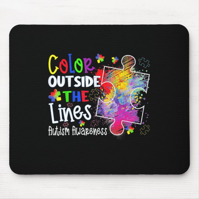 Farbe außerhalb der Linien Autismus Bewusstsein We Mousepad (Vorne)