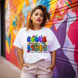 Farbe außerhalb des Autismus-T - Shirt der Linien