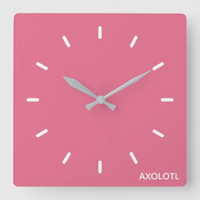 Farbe Axolotl pink Quadratische Wanduhr (Vorderseite)