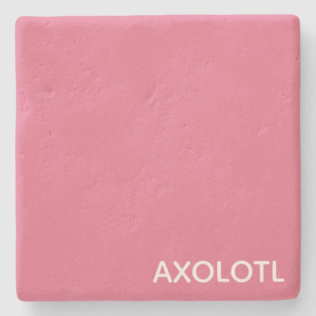 Farbe Axolotl pink Steinuntersetzer (Vorderseite)