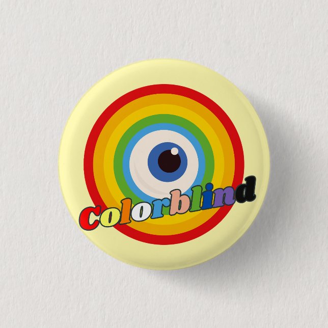 Farbe blind - Regenbogenaugenblase Button (Vorderseite)