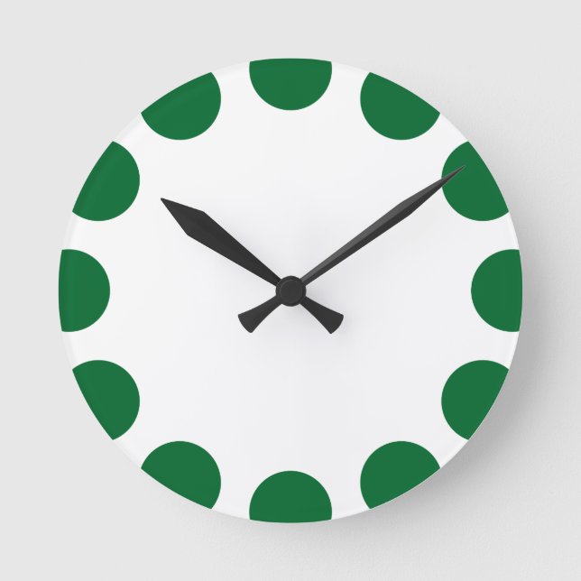 Farbe Crescent - Waldgrün mit Weiß Runde Wanduhr (Vorderseite)