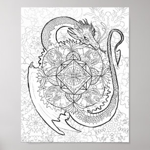 Farbe Dein eigener Drache Mandala Poster