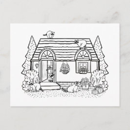 Färbe Dein Eigenes Cozy Haus und Waschbären Blanko Postkarte