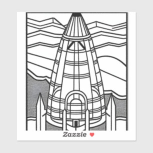 Färbe Dein eigenes Raumschiff Schwarz-Weiß-Design Aufkleber