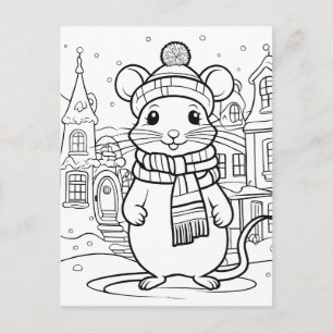 Farbe dein eigenes! Wintermäuse-Postkarte Postkarte