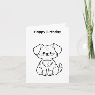 Färbe deine eigene Geburtstagskarte Hundedesign Karte