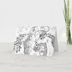 Färbe deine eigenen Weihnachtspferdchen Karte