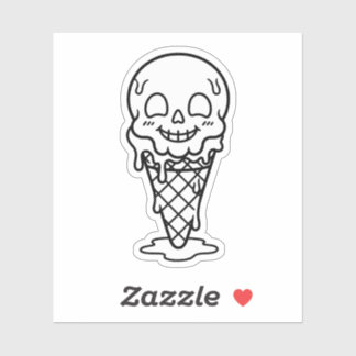 Färbe deinen eigenen Totenkopf-Eiscreme-Sommerween Aufkleber