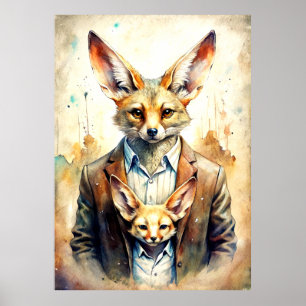 Farbe der Farbe Mensch mit Fox-Gesichtspopster Poster