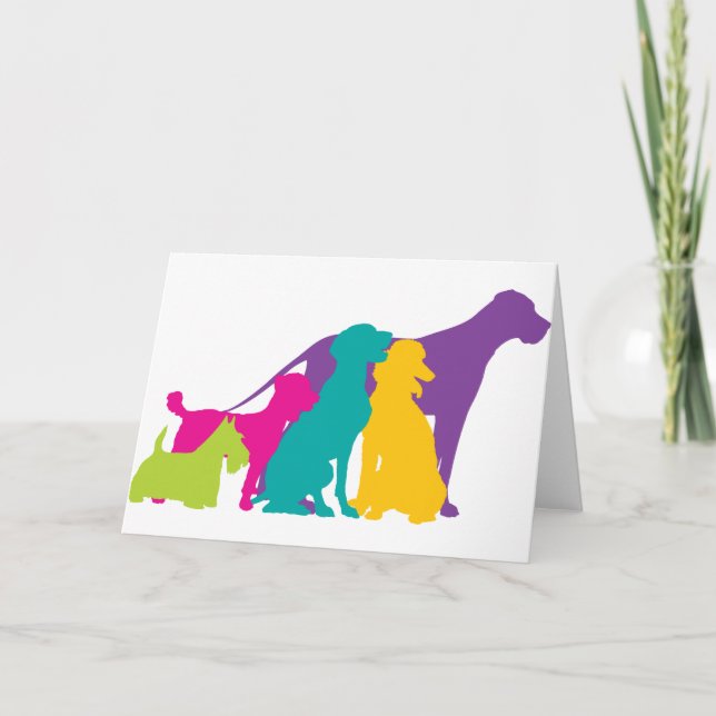 Farbe der Hunde Silhouetten Karte (Vorderseite)
