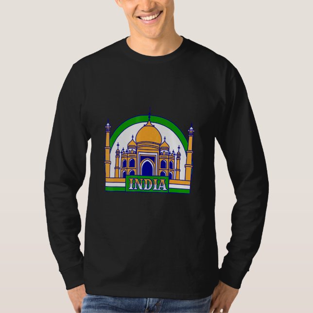 Farbe der indischen Flagge: Taj Mahal T-Shirt (Vorderseite)