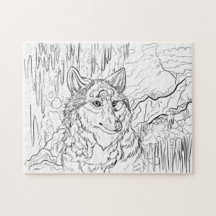 Farbe der Wolf Höhle Kunst Puzzle