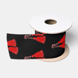FARBE DES CHIC-RIBBON_RED TASSELS-DIY SATINBAND