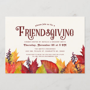 Farbe des Herbstes   Friendsgiving-Abendessenparty Einladung
