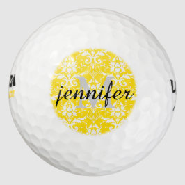 Farbe des Personalisierten Monogramms Damask Flora Golfball
