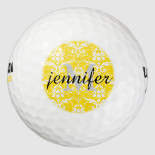 Farbe des Personalisierten Monogramms Damask Flora Golfball