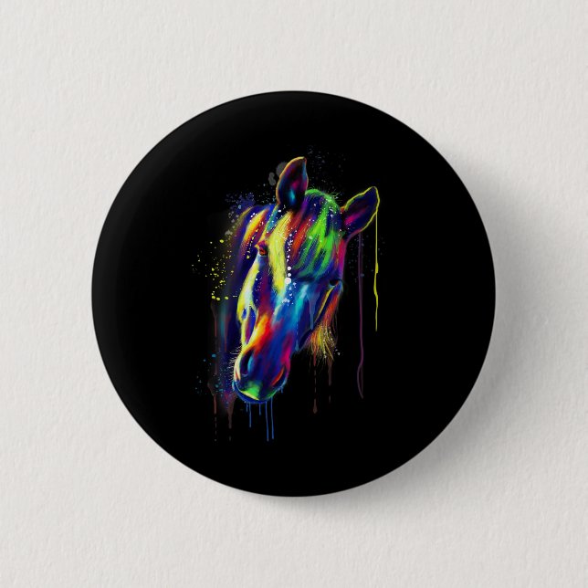 Farbe des Pferdes mit der Hand gezogenes Wasser Fa Button (Vorderseite)