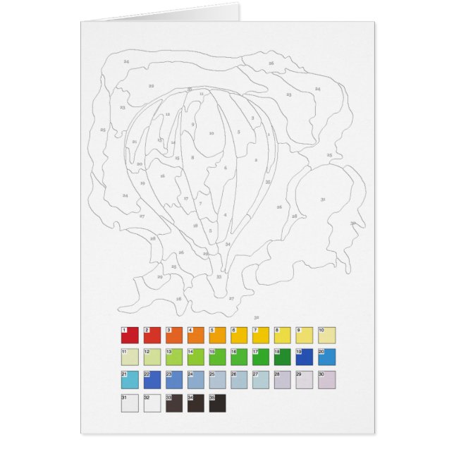 Farbe durch Zahl-Karte: Ballon (Vorne)