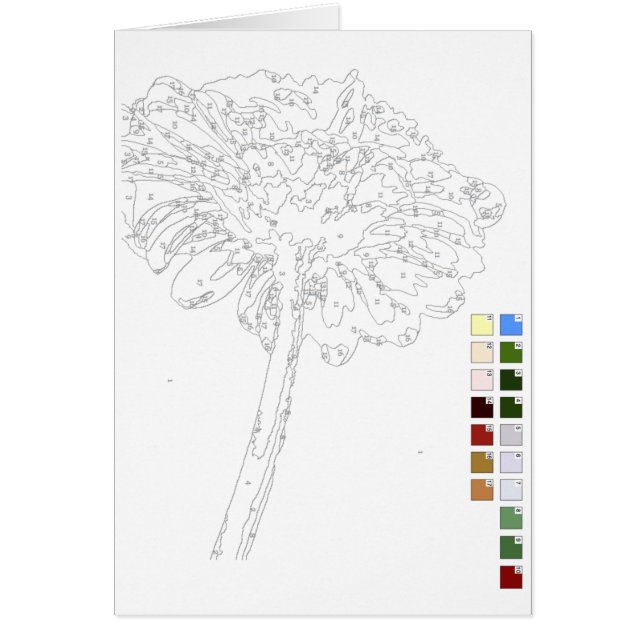 Farbe durch Zahl-Karte: Blume (Vorne)