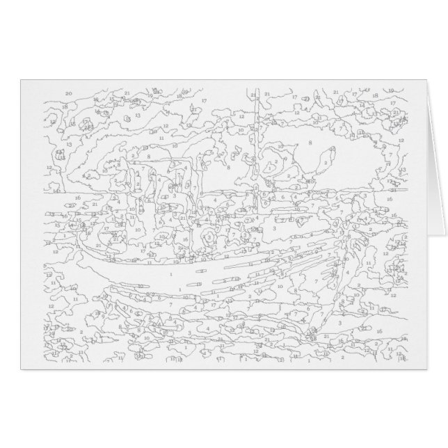 Farbe durch Zahl-Karte: Boot (Vorderseite (Horizontal))