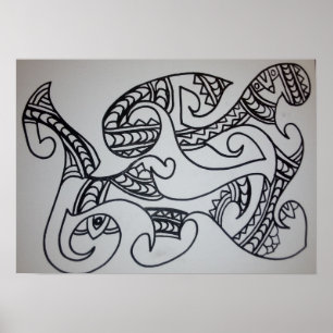 Färbe es selbst Maori-Motiv Poster