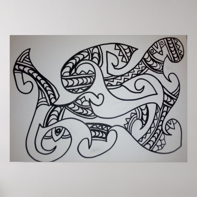 Färbe es selbst Maori-Motiv  Poster (Vorne)
