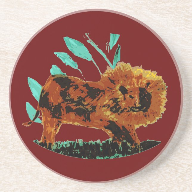 Farbe für Wild Animal Big Cat Lion Getränkeuntersetzer (Vorne)