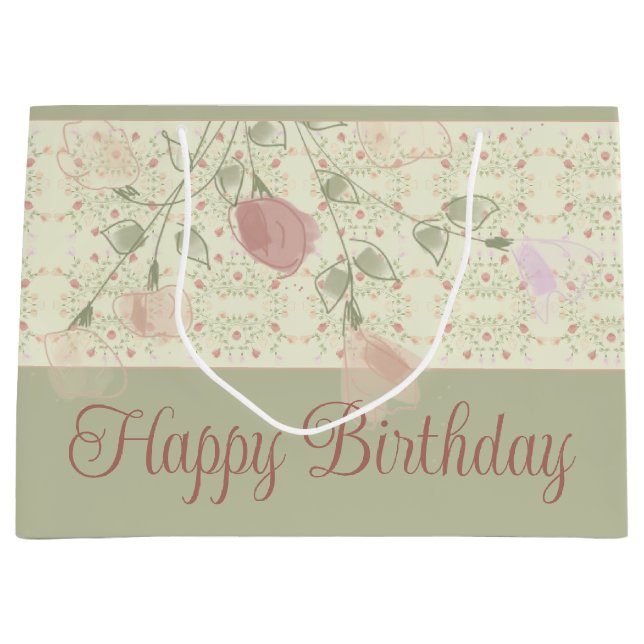 Farbe Grün und Rosa Große Geschenktüte (Vorderseite)