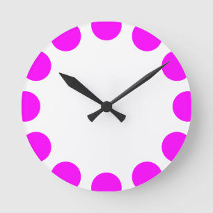 Farbe Halbmond - Magenta und Weiß Runde Wanduhr