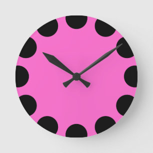 Farbe Halbmond - Schwarz und Rosa Runde Wanduhr