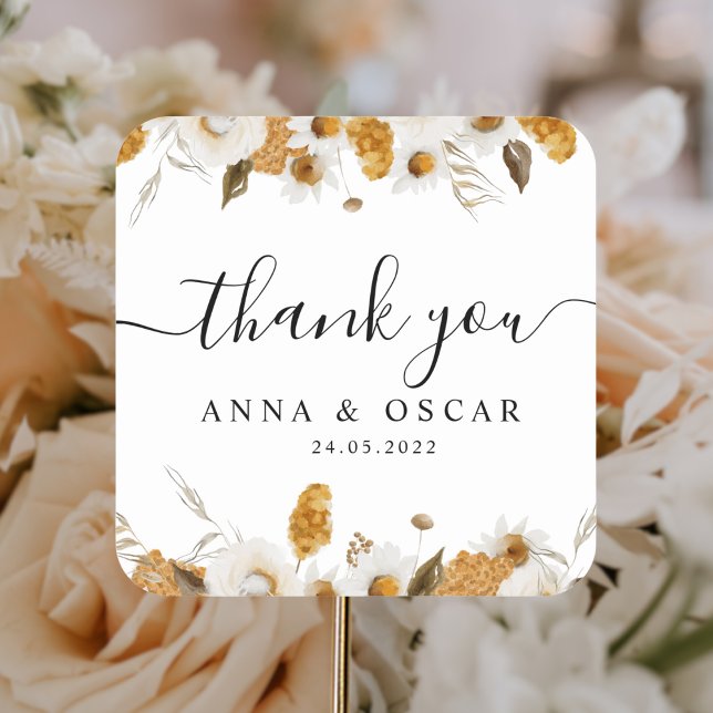 Farbe Herbstgelb und Weiß Quadratischer Aufkleber (Von Creator hochgeladen)