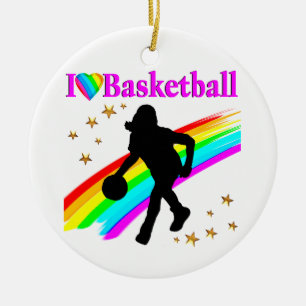 FARBE I LIEBE BASKETBALL-DESIGN KERAMIKORNAMENT