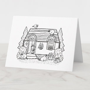 Farbe Ihr eigenes gemütliches Haus und Raccoons Le Dankeskarte
