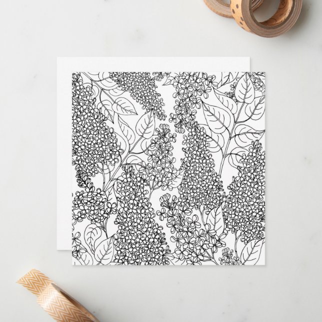 Farbe Ihre eigenen Lilac-Blume Mitteilungskarte (Vorderseite/Rückseite Beispiel)