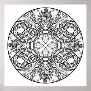 Farbe Ihre eigenen Schlangen Mandala Coloring Post Poster