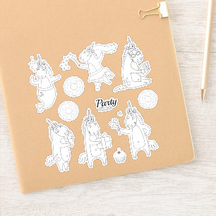 Farbe Ihre eigenen Unicorns Donut Party Fun Anpass Aufkleber