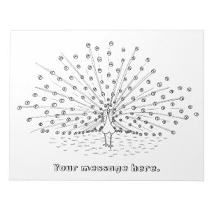 Farbe in einem Pfau Zeichnend Farbkommentar Notizblock