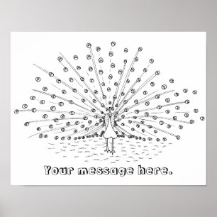 Farbe in einem Pfau Zeichnend Farbplakate Poster