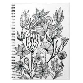 Farbe in Schwarz-weißen Blume Notizblock