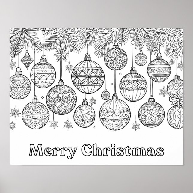 Farbe in Weihnachtsbaumsteinen Ornamente Vergnügen Poster (Vorne)