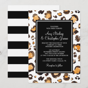 Farbe Leopard Print & Chic Streifen   Hochzeit Einladung