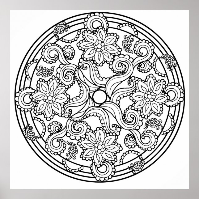 Farbe Mandala Poster Paisley Sea Creative (Vorne)