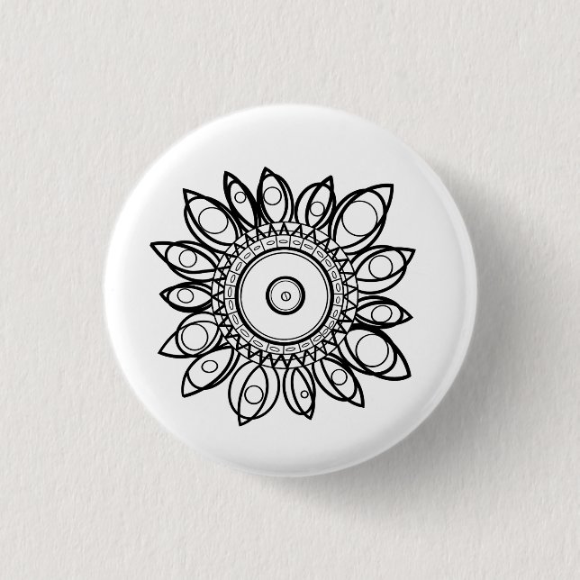 FARBE ME PEACOCK MANDALA BUTTON (Vorderseite)