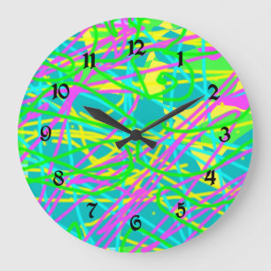 Färbe meine Träume Kritzelmuster Expressive Kunst Große Wanduhr