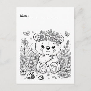 Färbe mich Panda Kinderaktivitätskarten Postkarte