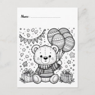 Färbe mich Panda Kinderaktivitätskarten Postkarte