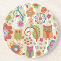 Farbe mit Blumen und Eule
